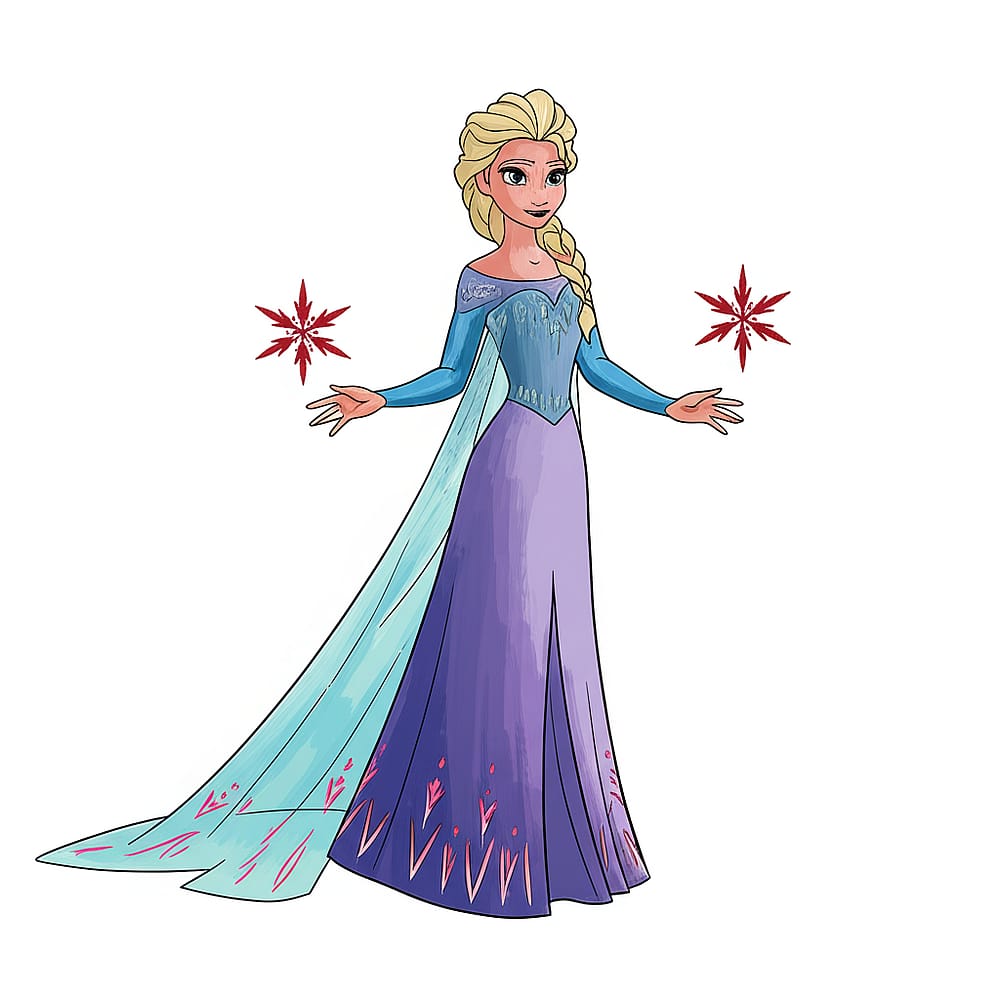 Majestic Elsa Frozen Coloring Page colored version