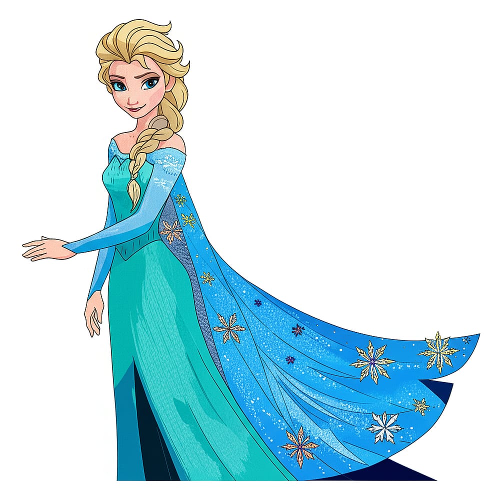Majestic Queen Elsa Coloring Page colored version