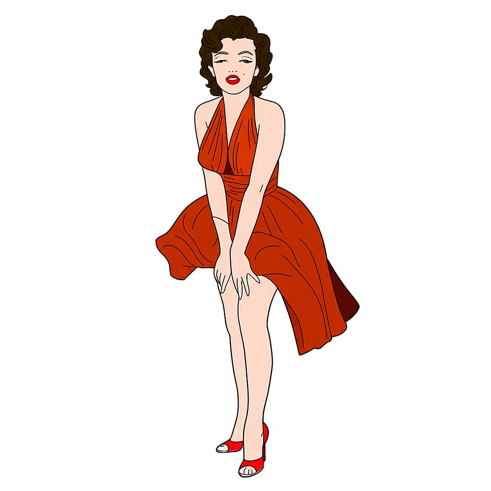 Marilyn Monroe Iconic White Dress Coloring Page colored version