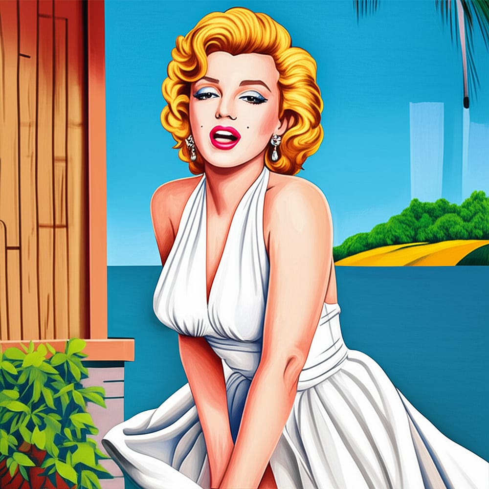 Iconic Marilyn Monroe Coloring Page colored version
