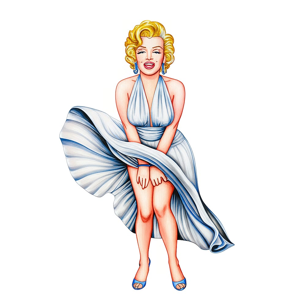 Marilyn Monroe White Dress Coloring Page colored version