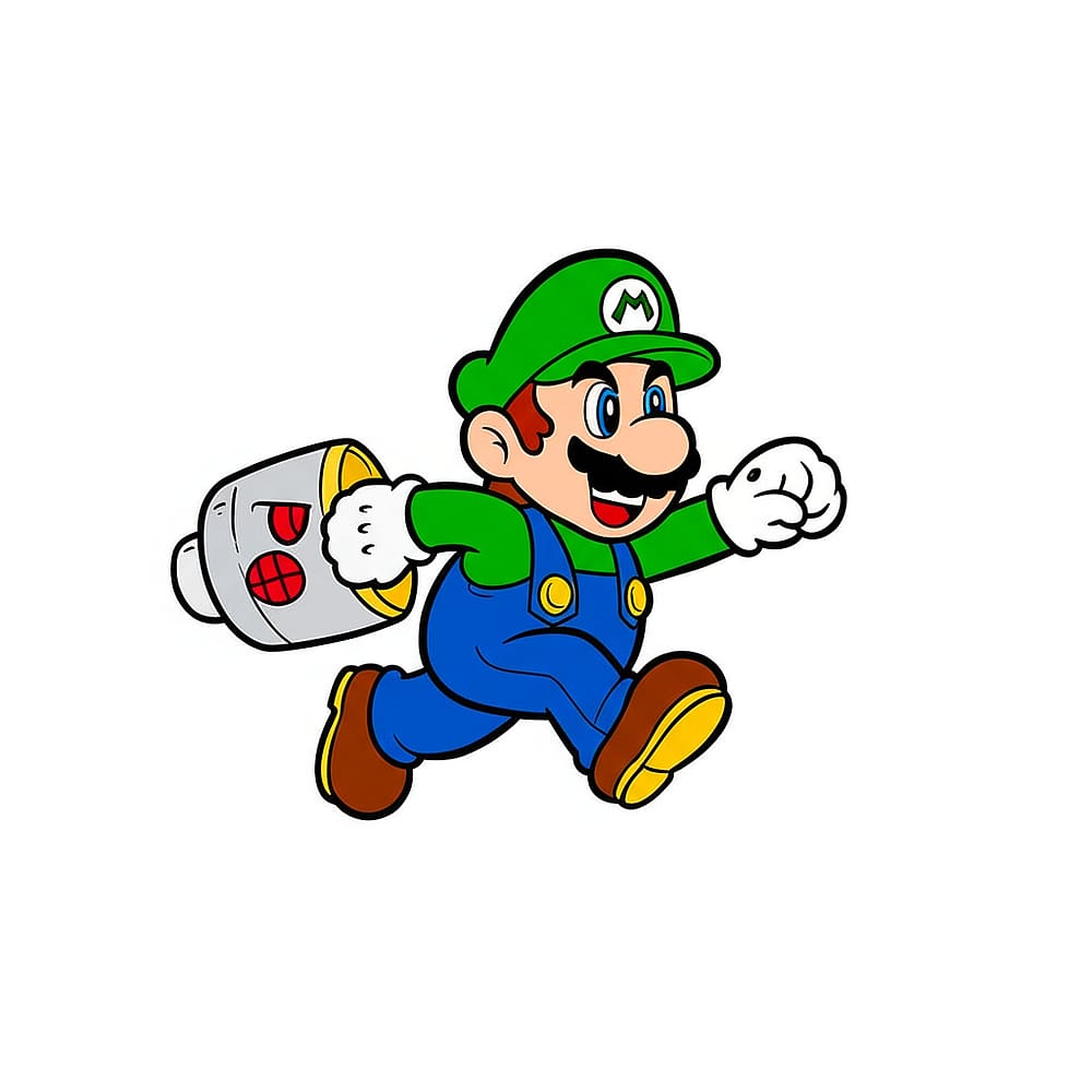 Mario Running with Bullet Bill Coloring Page colored version
