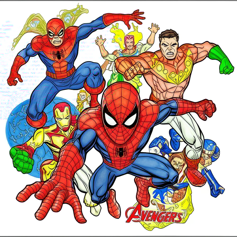 Marvel Superheroes Epic Battle Coloring Page colored version