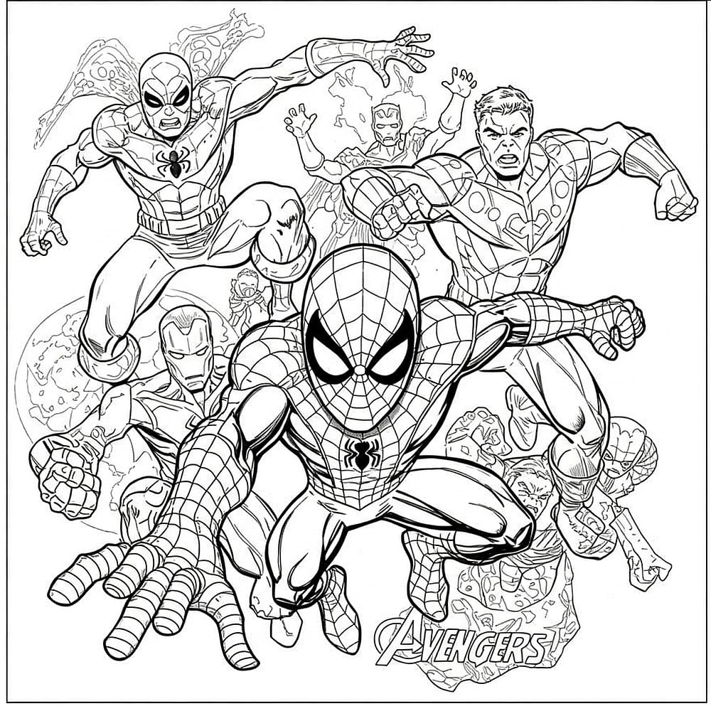 Marvel Superheroes Epic Battle Coloring Page coloring page