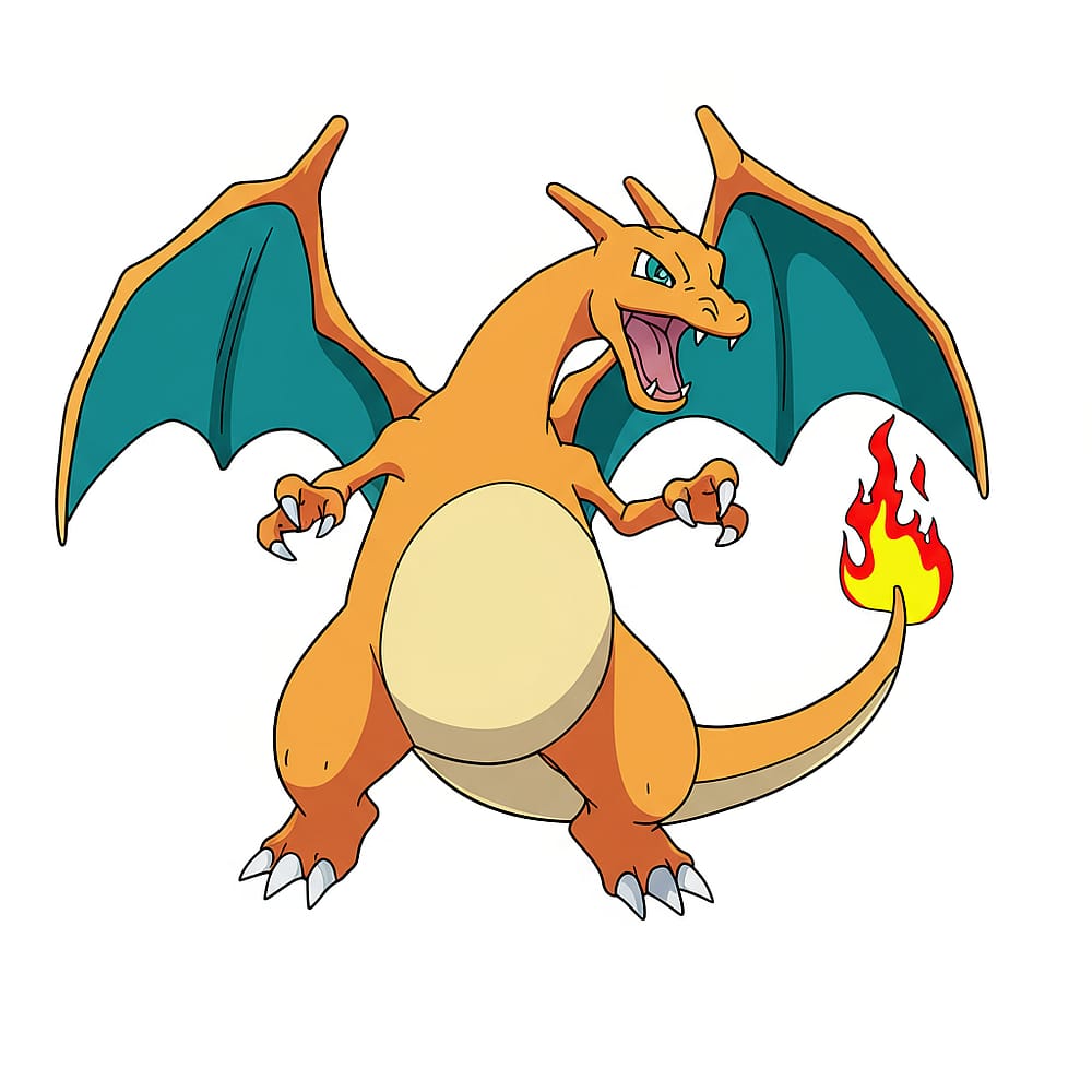 Mighty Charizard Pokémon Coloring Page colored version