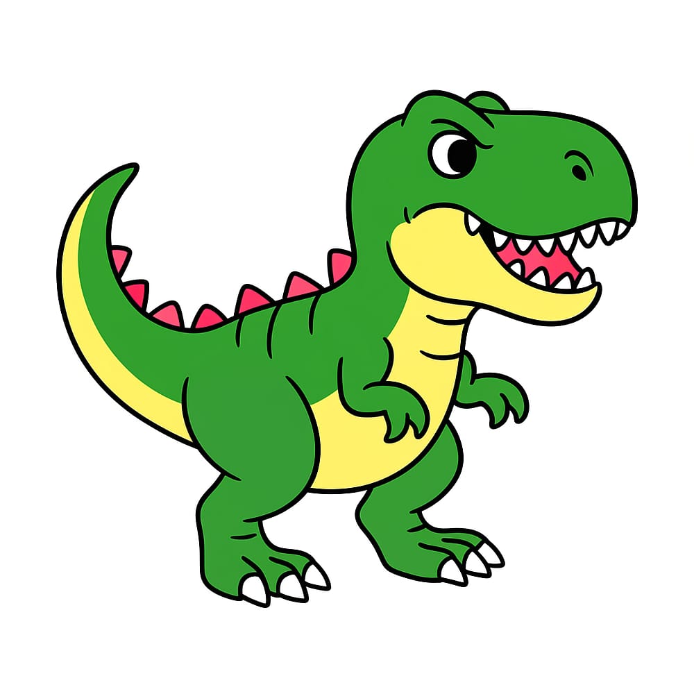 Mighty T-Rex Dinosaur Coloring Page colored version