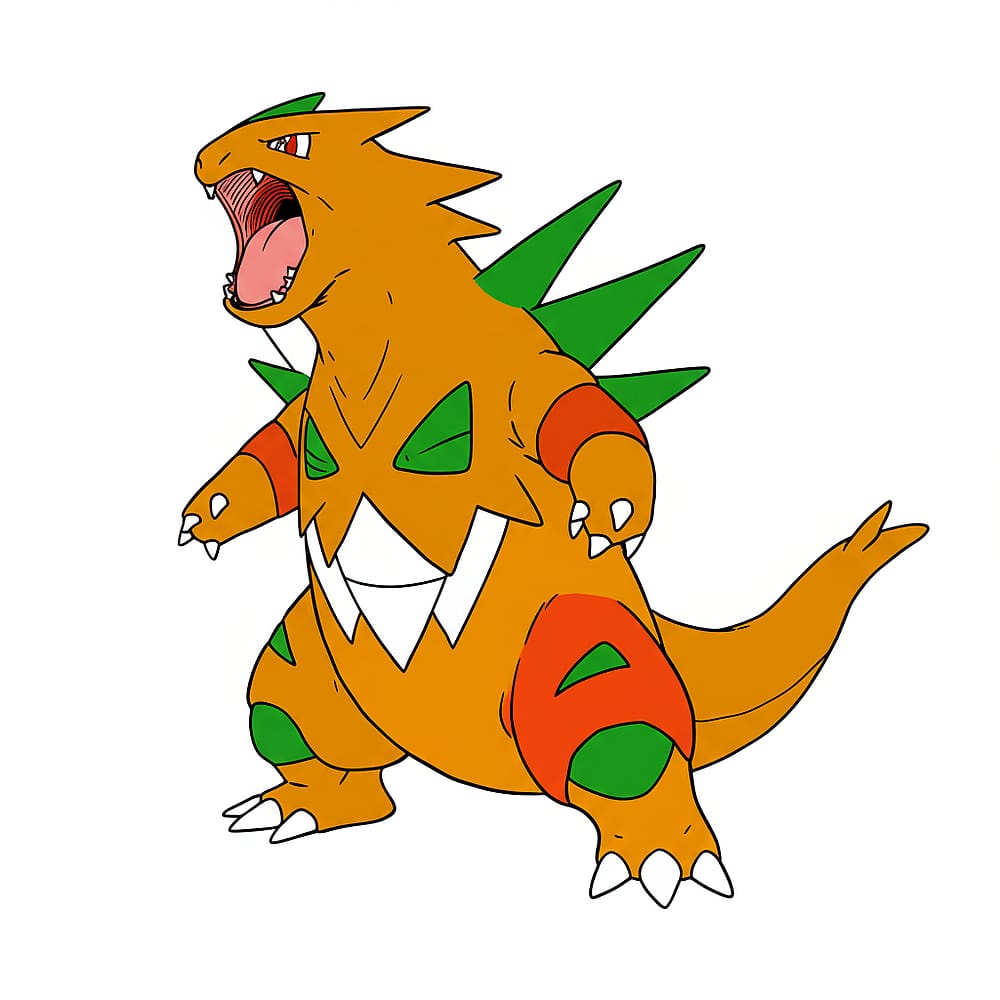 Mighty Tyranitar Pokémon Coloring Page colored version