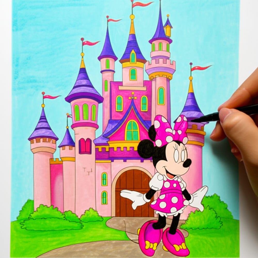 Minnie Mouse Castle Adventure Coloring Page colored version