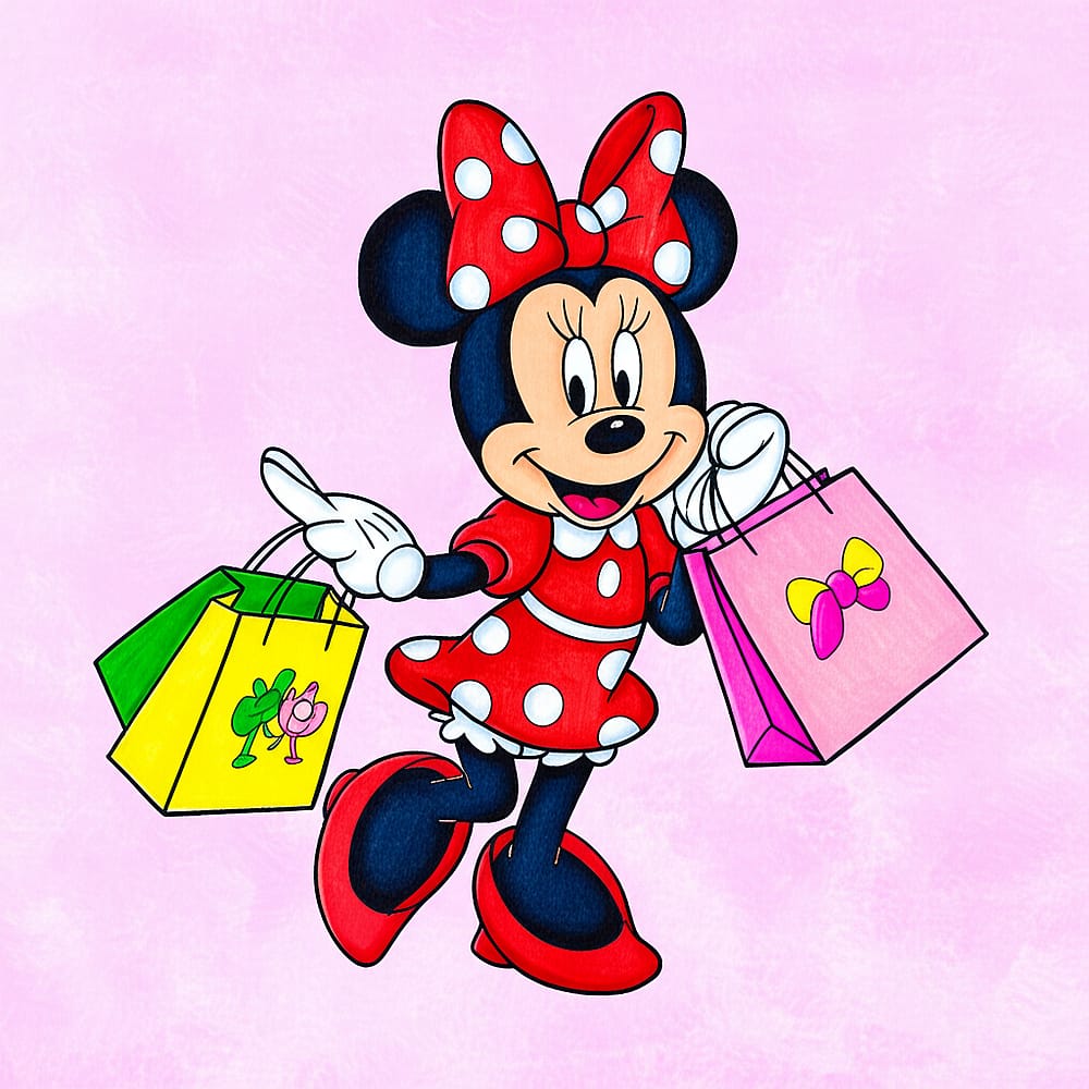 Minnie Mouse Shopping Spree Coloring Page colored version