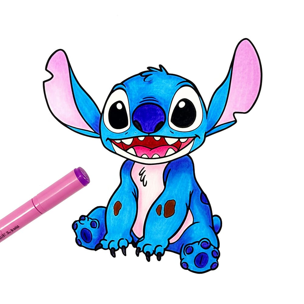 Mischievous Stitch Coloring Page colored version