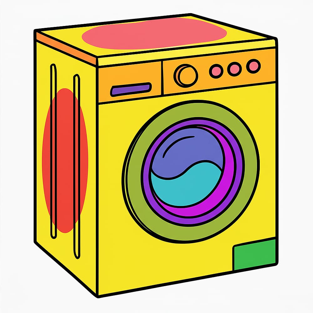 Modern Washing Machine Coloring Page colored version