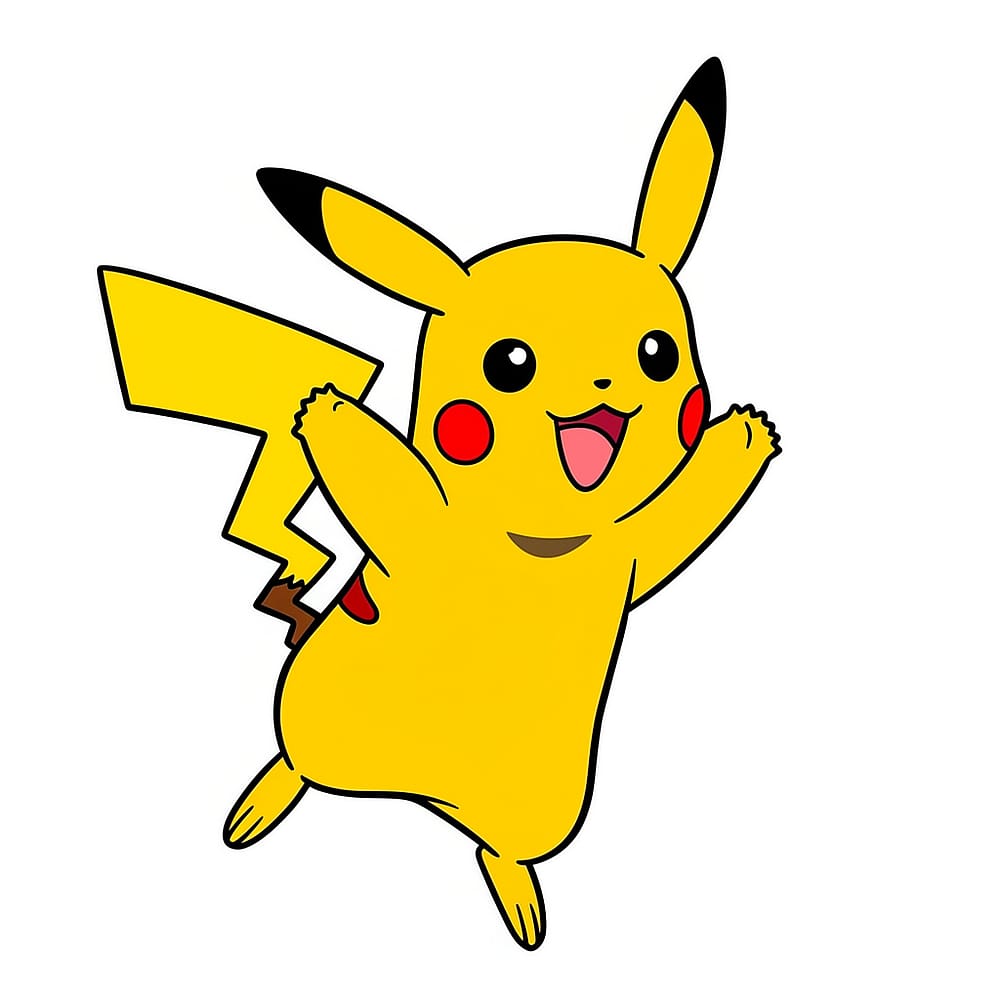 Pikachu Jump for Joy Coloring Page colored version