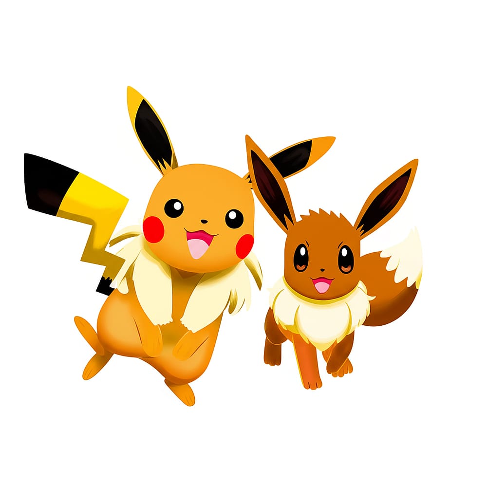 Pikachu and Eevee Best Friends Coloring Page colored version