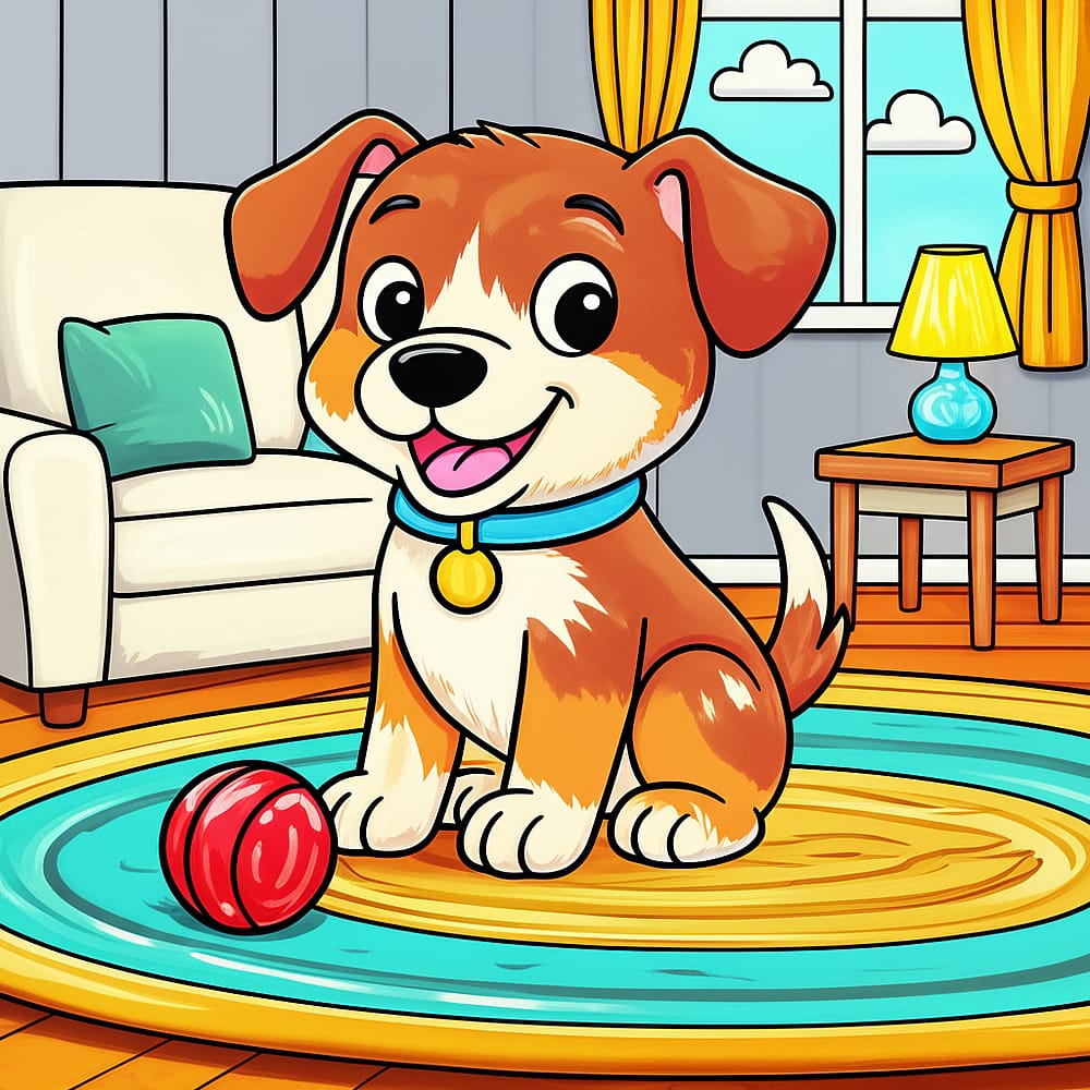 Playful Puppy Pal Coloring Page colored version