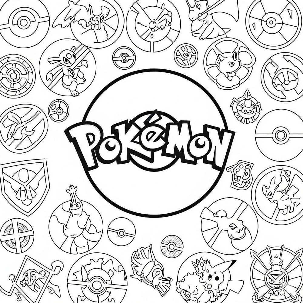 Pokémon Universe Collage Coloring Page coloring page
