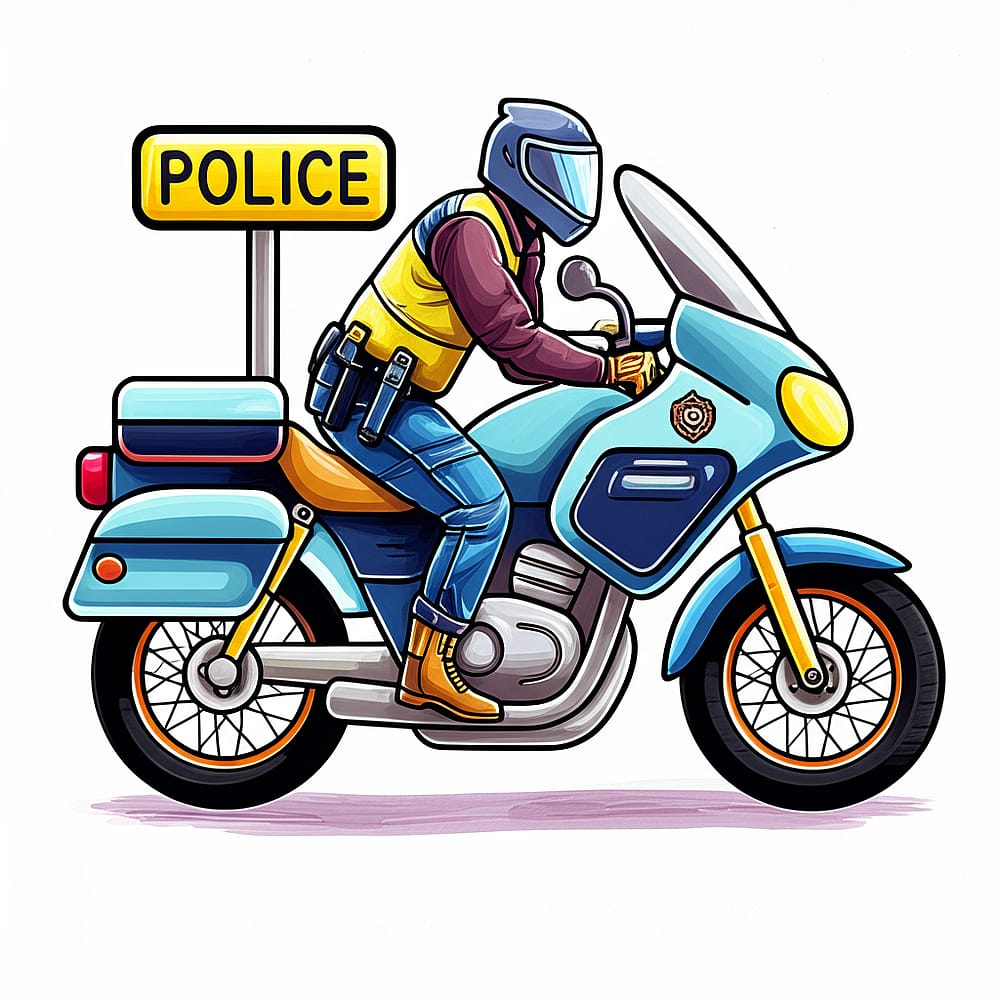 Police Motorcycle Patrol Coloring Page colored version