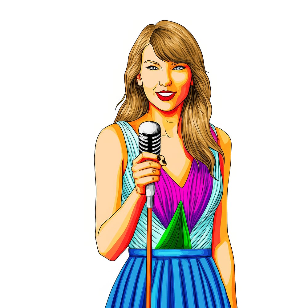 Pop Star Diva Coloring Page - Taylor Swift colored version