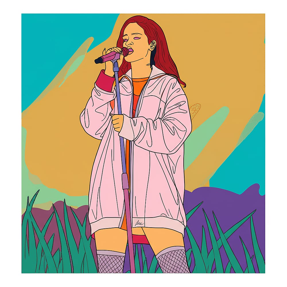 Rihanna Iconic Performance Coloring Page colored version