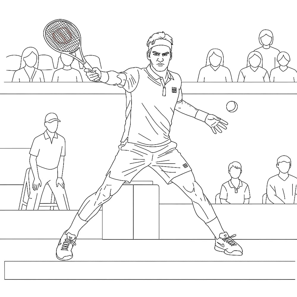 Roger Federer Tennis Legend Coloring Page coloring page