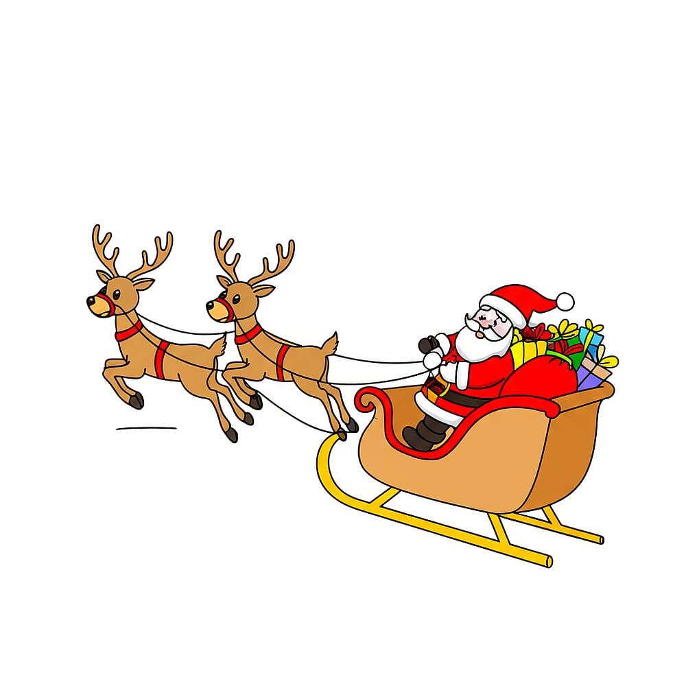 Santa's Magical Sleigh Ride Coloring Page colored version