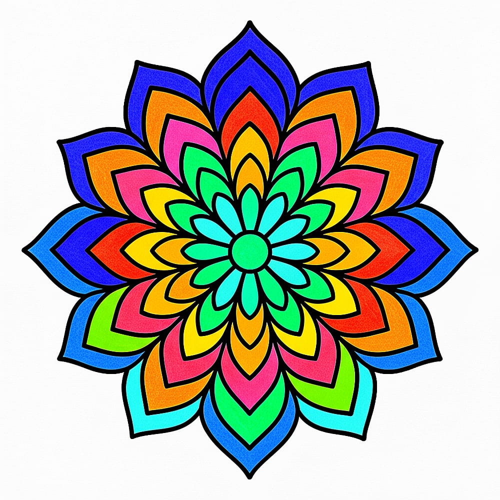 Simple Flower Mandala Coloring Page colored version
