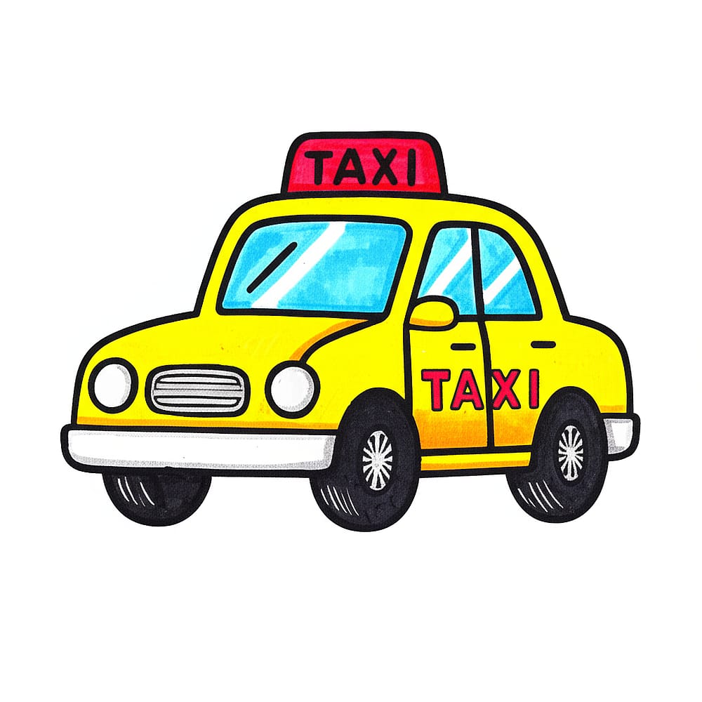 Simple Taxi Cab Coloring Page colored version