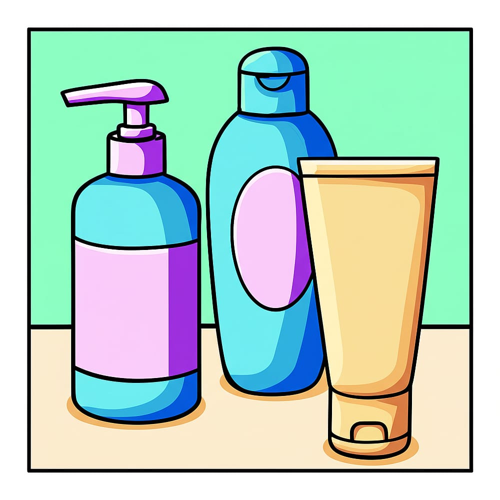 Simple Toiletries Set Coloring Page colored version