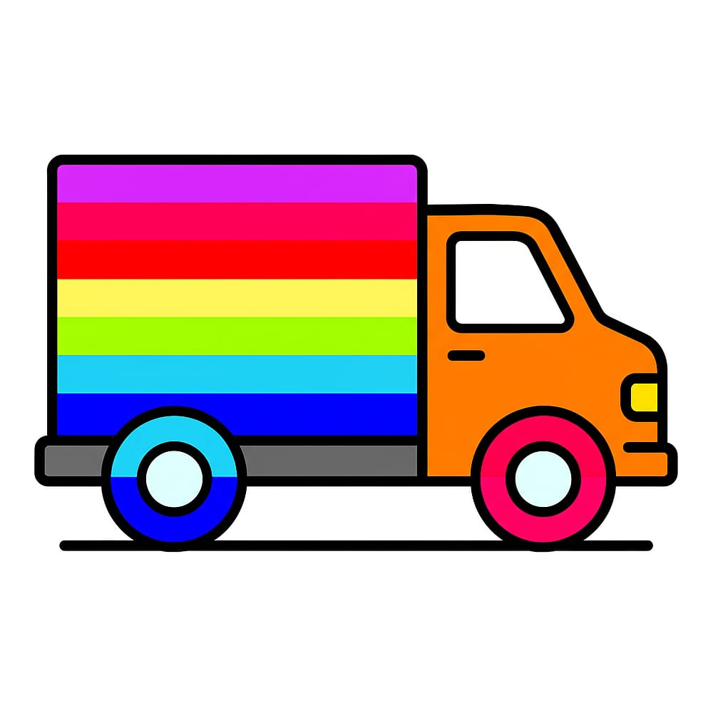 Simple Delivery Truck Coloring Page colored version
