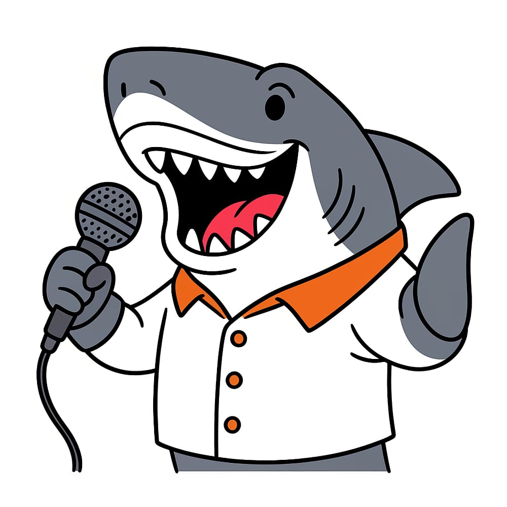 Singing Shark Superstar Coloring Page colored version
