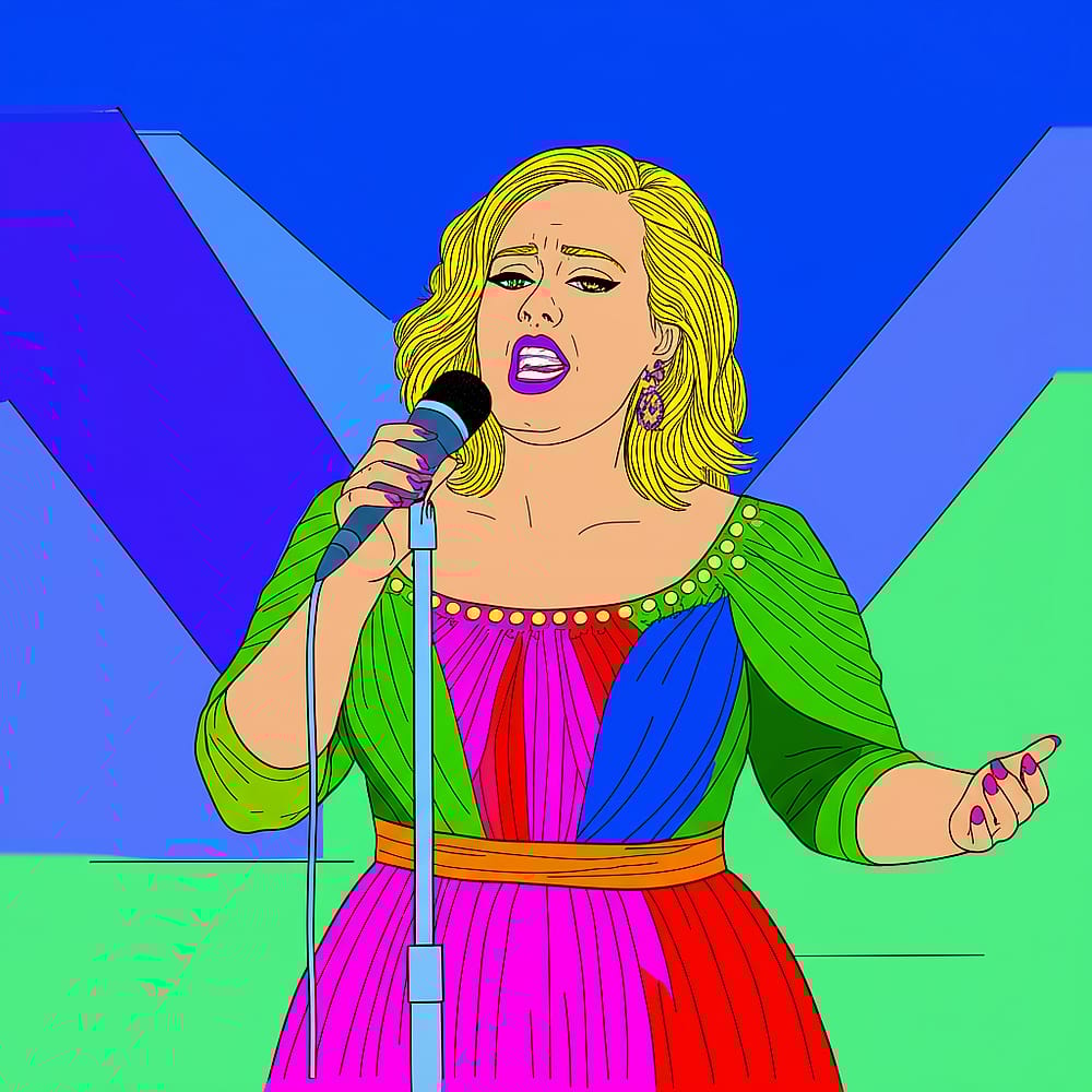 Singing Superstar Adele Coloring Page colored version