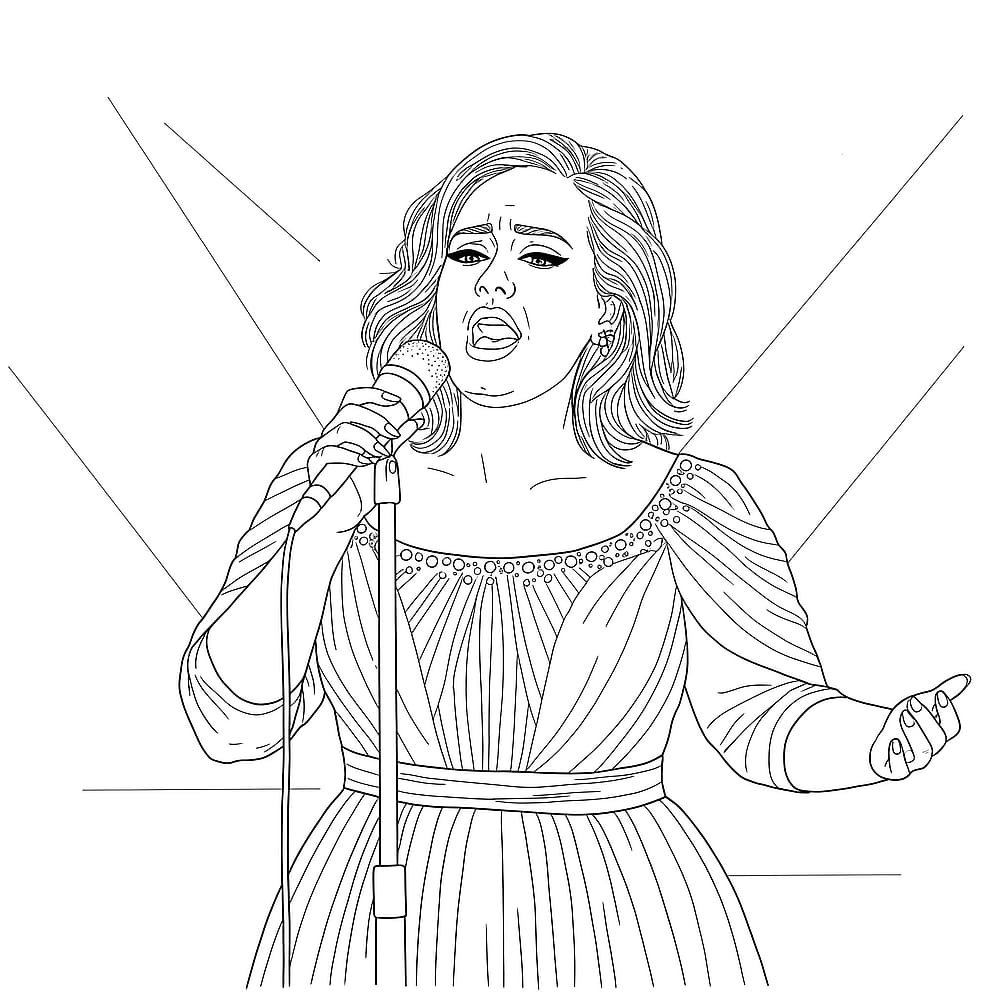 Singing Superstar Adele Coloring Page coloring page