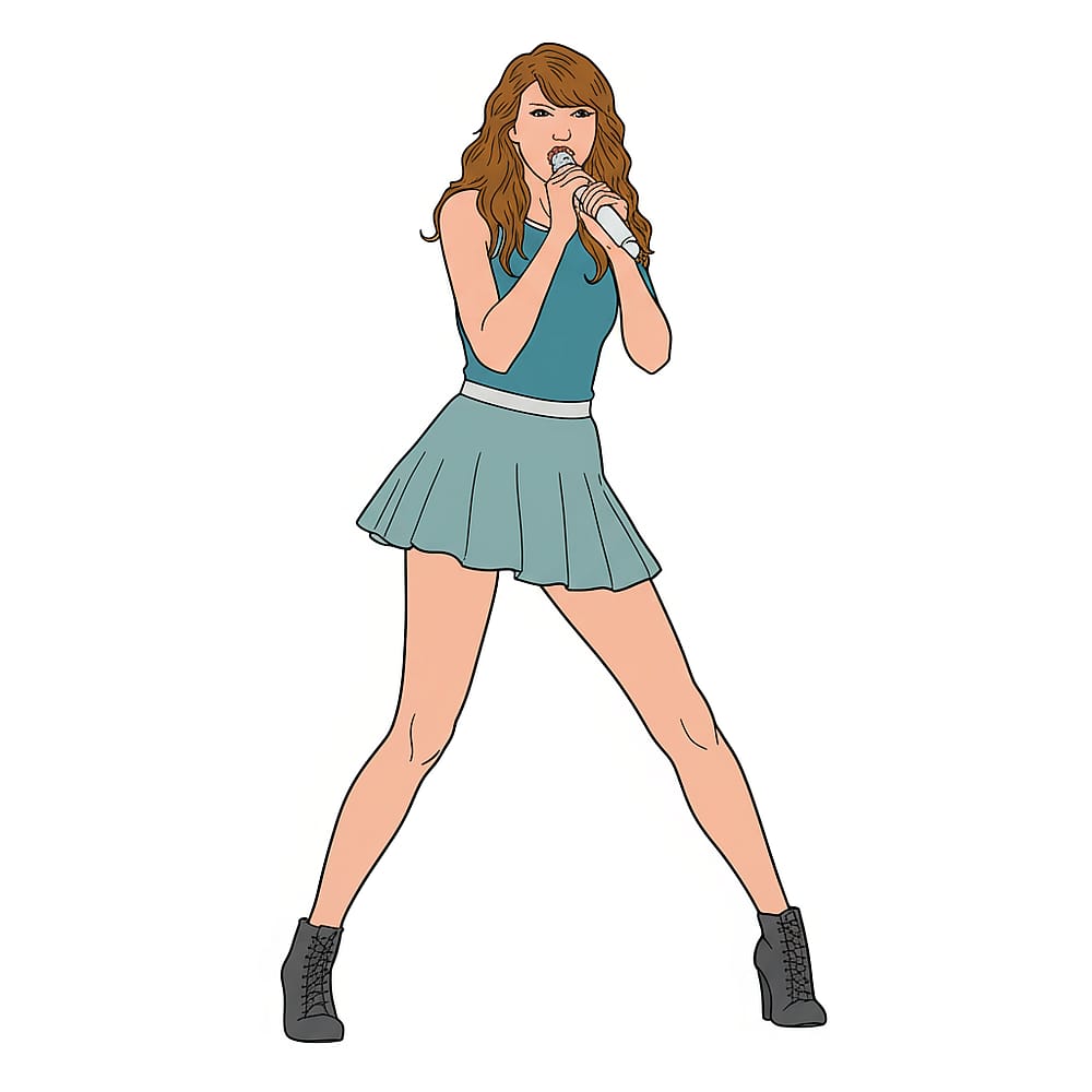 Singing Superstar Taylor Swift Inspired Coloring Page colored version