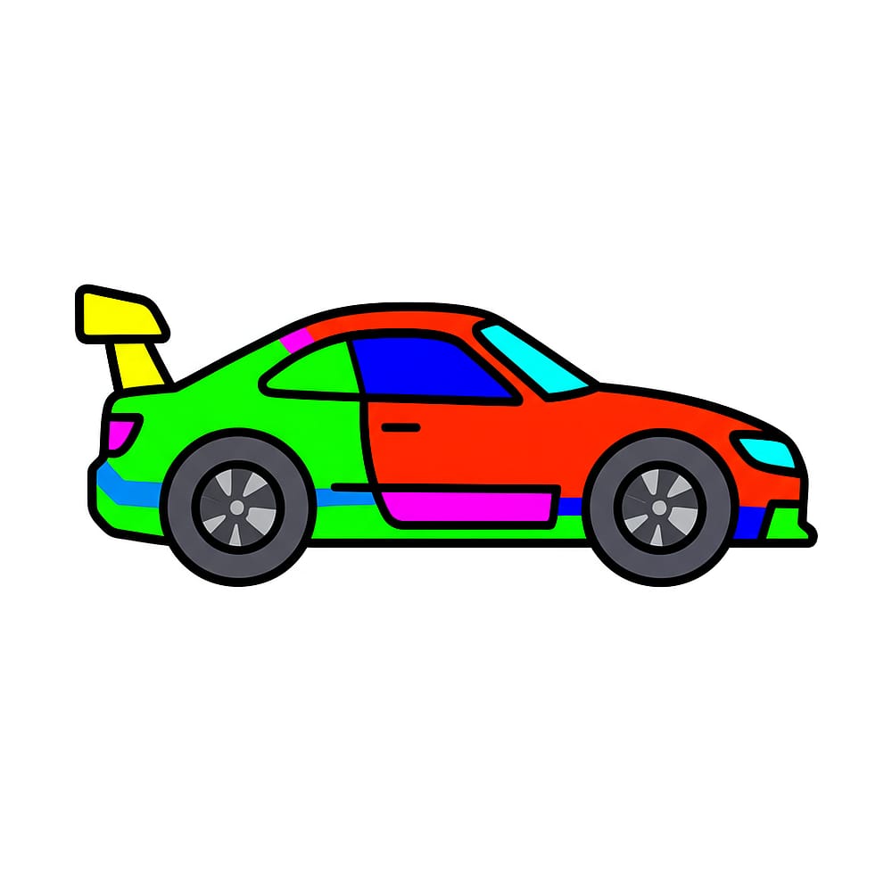 Sleek Sports Car Coloring Page colored version
