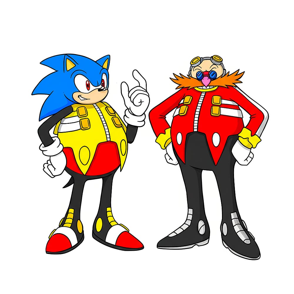 Sonic and Dr. Eggman Showdown Coloring Page colored version