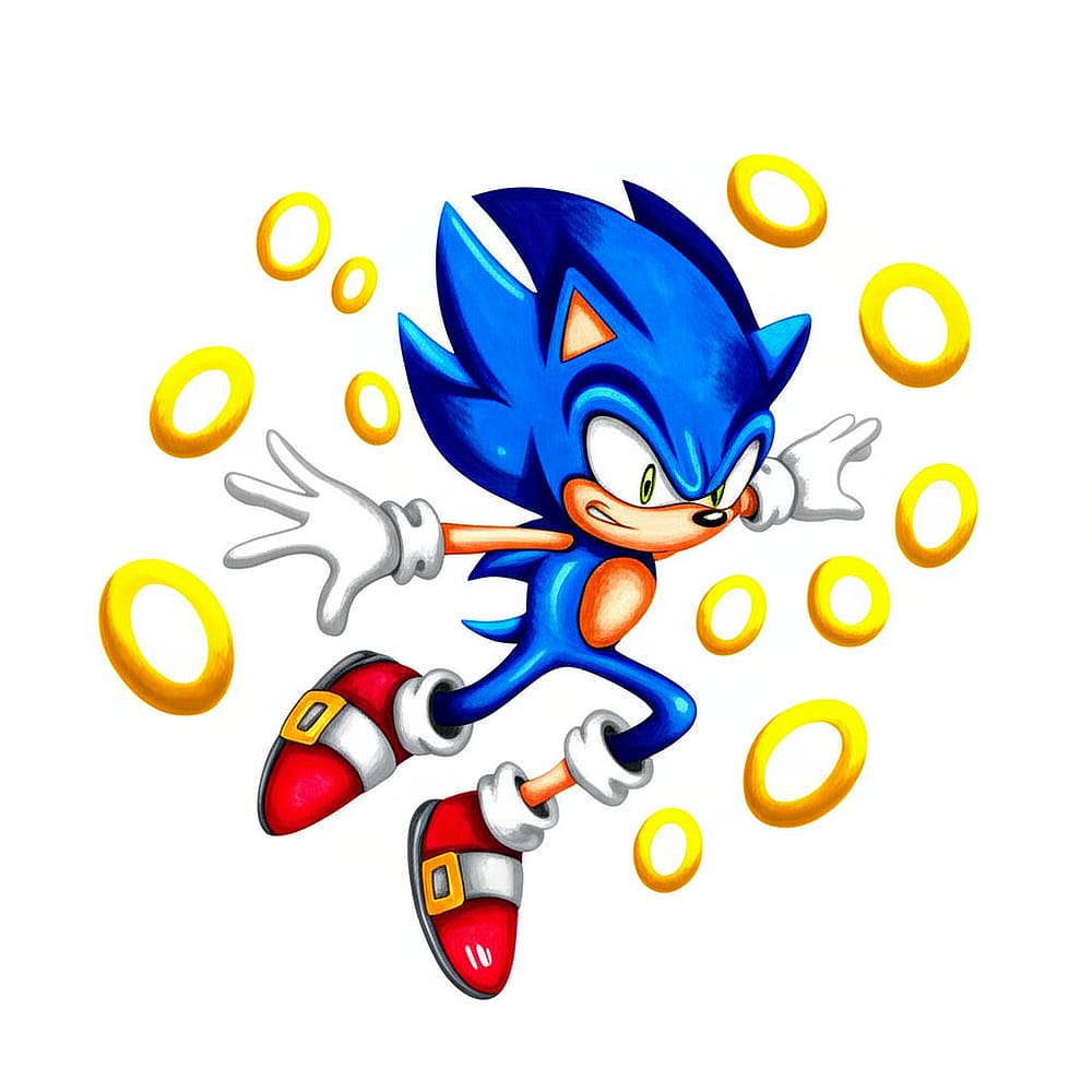 Sonic the Hedgehog Ring Rush Coloring Page colored version