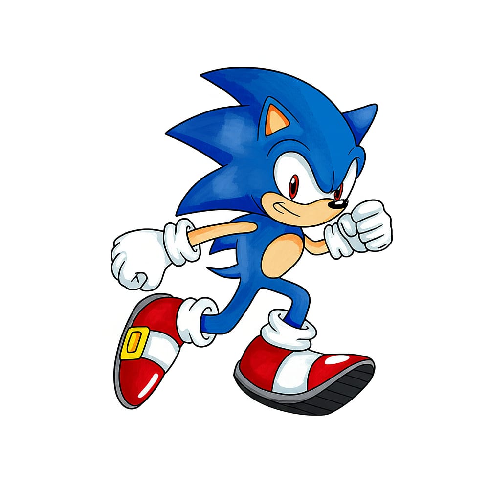 Sonic the Hedgehog Running Coloring Page colored version