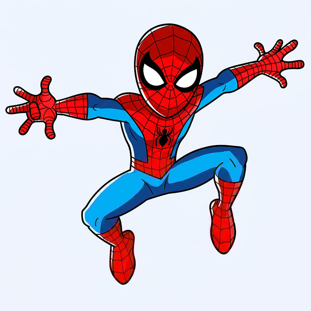 Dynamic Spider-Man Pose Coloring Page colored version