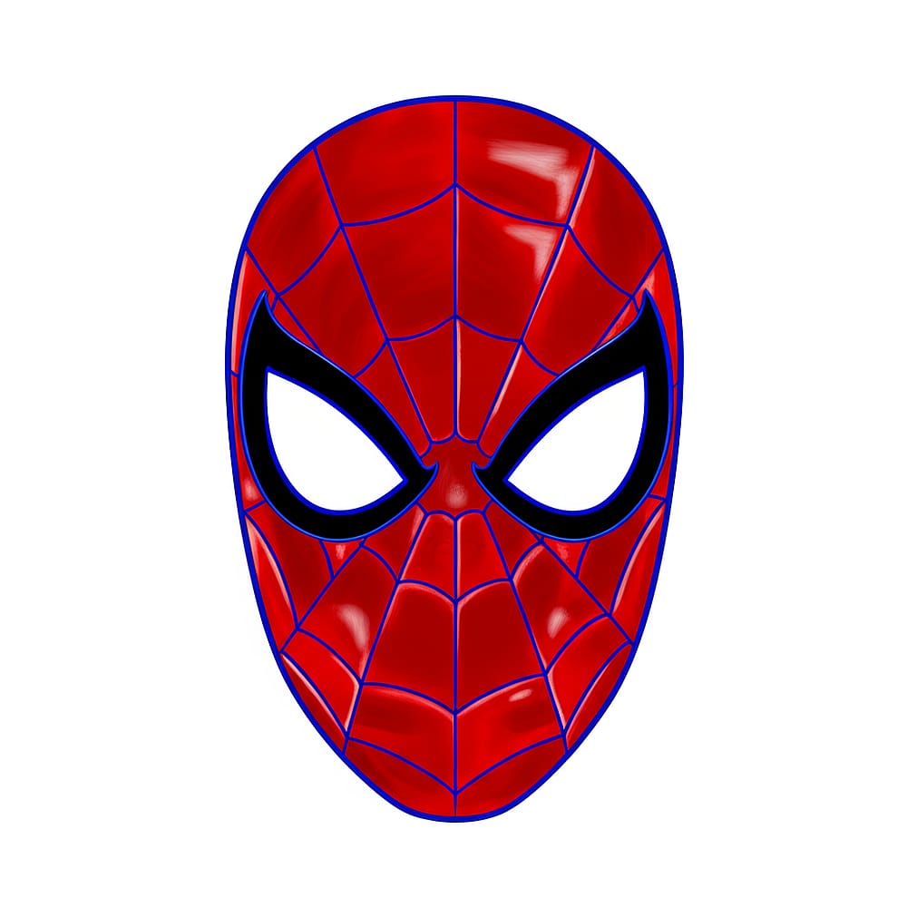 Iconic Spider-Man Mask Coloring Page colored version