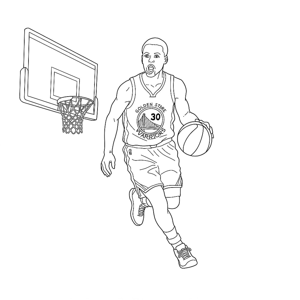 Stephen Curry Basketball Action Coloring Page coloring page