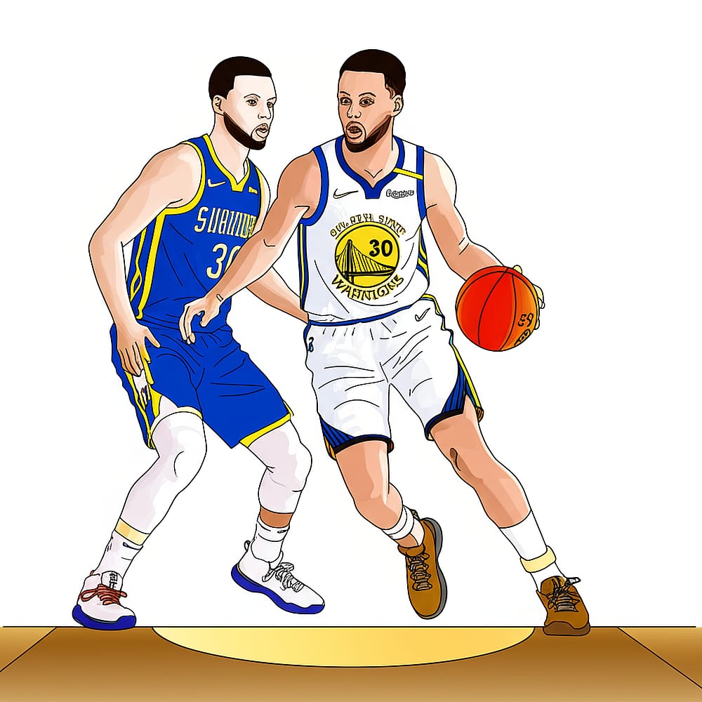 Stephen Curry Dribble Drive Coloring Page colored version