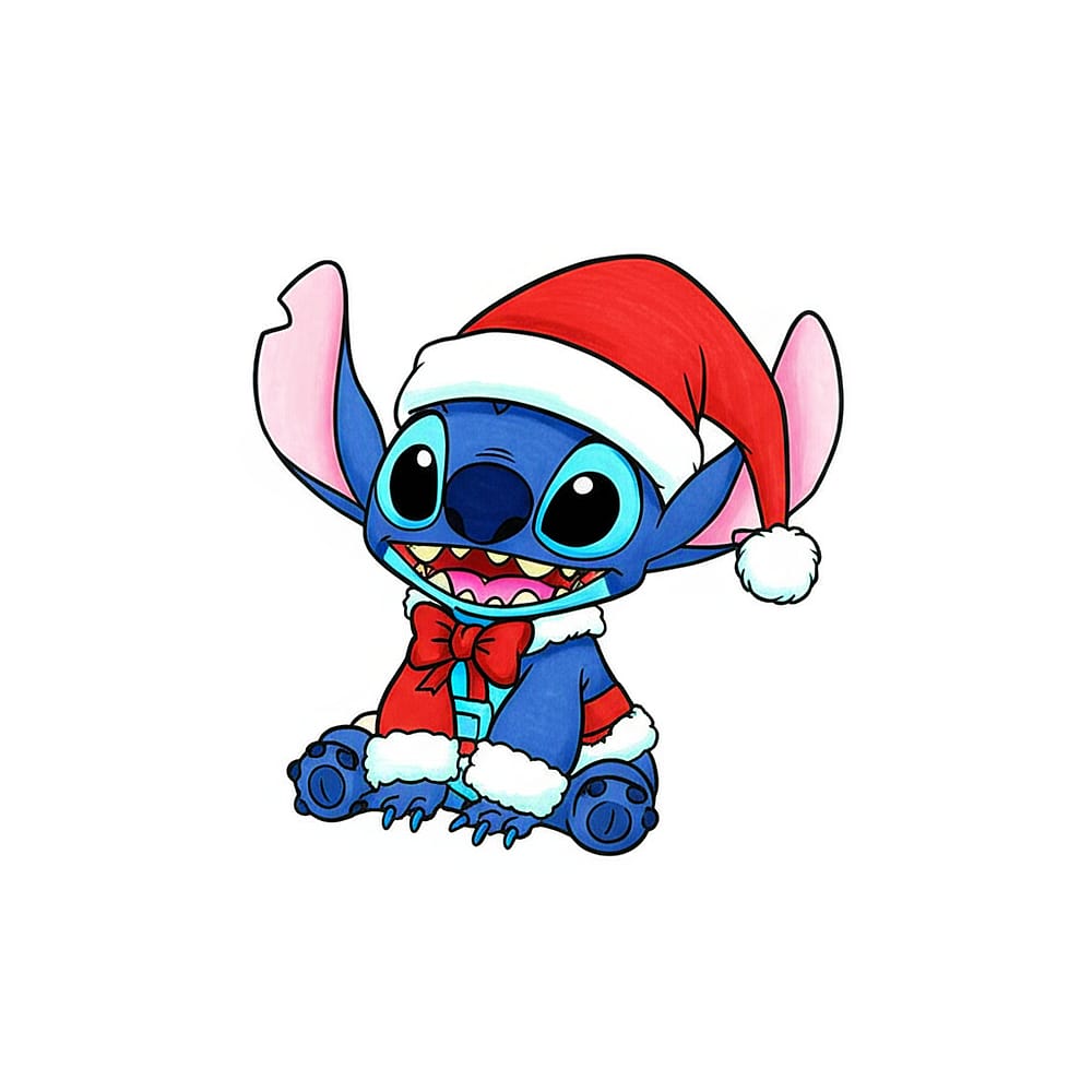 Stitch Santa Christmas Coloring Page colored version