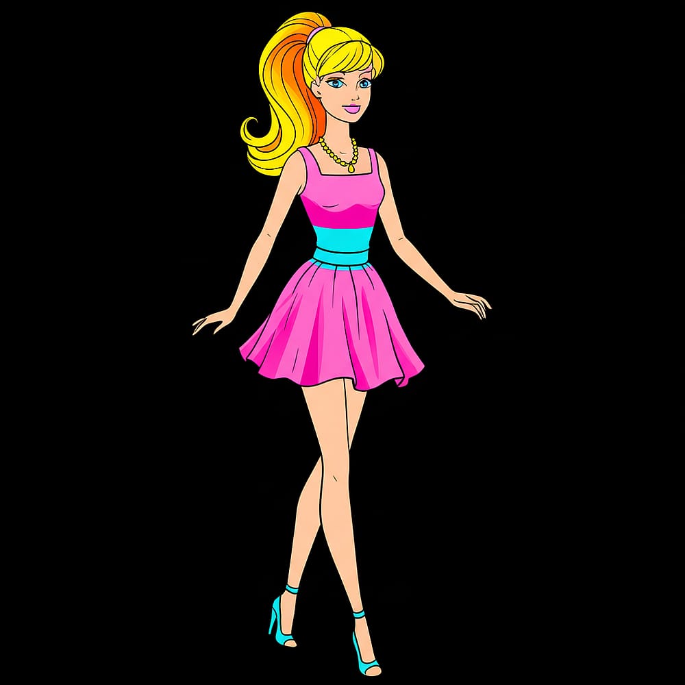 Stylish Barbie Fashion Coloring Page colored version
