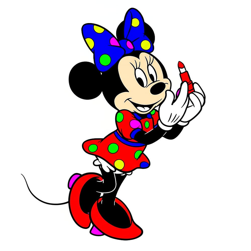 Stylish Minnie Mouse Lipstick Fun Coloring Page colored version