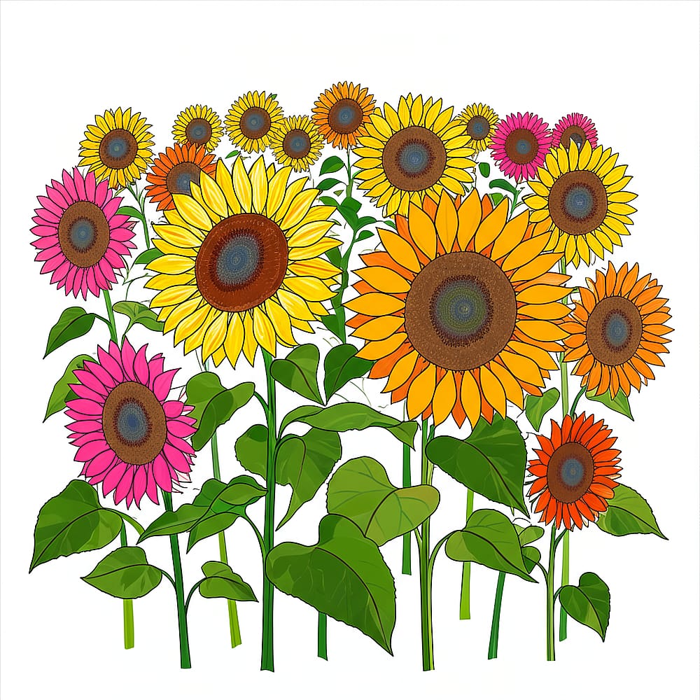 Sunny Sunflower Field Coloring Page colored version