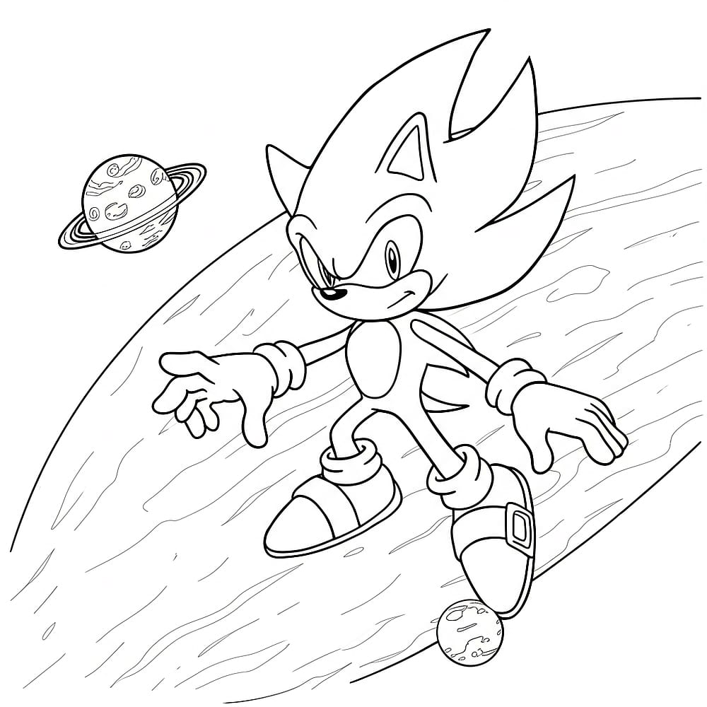 Super Sonic Space Surfing Coloring Page coloring page