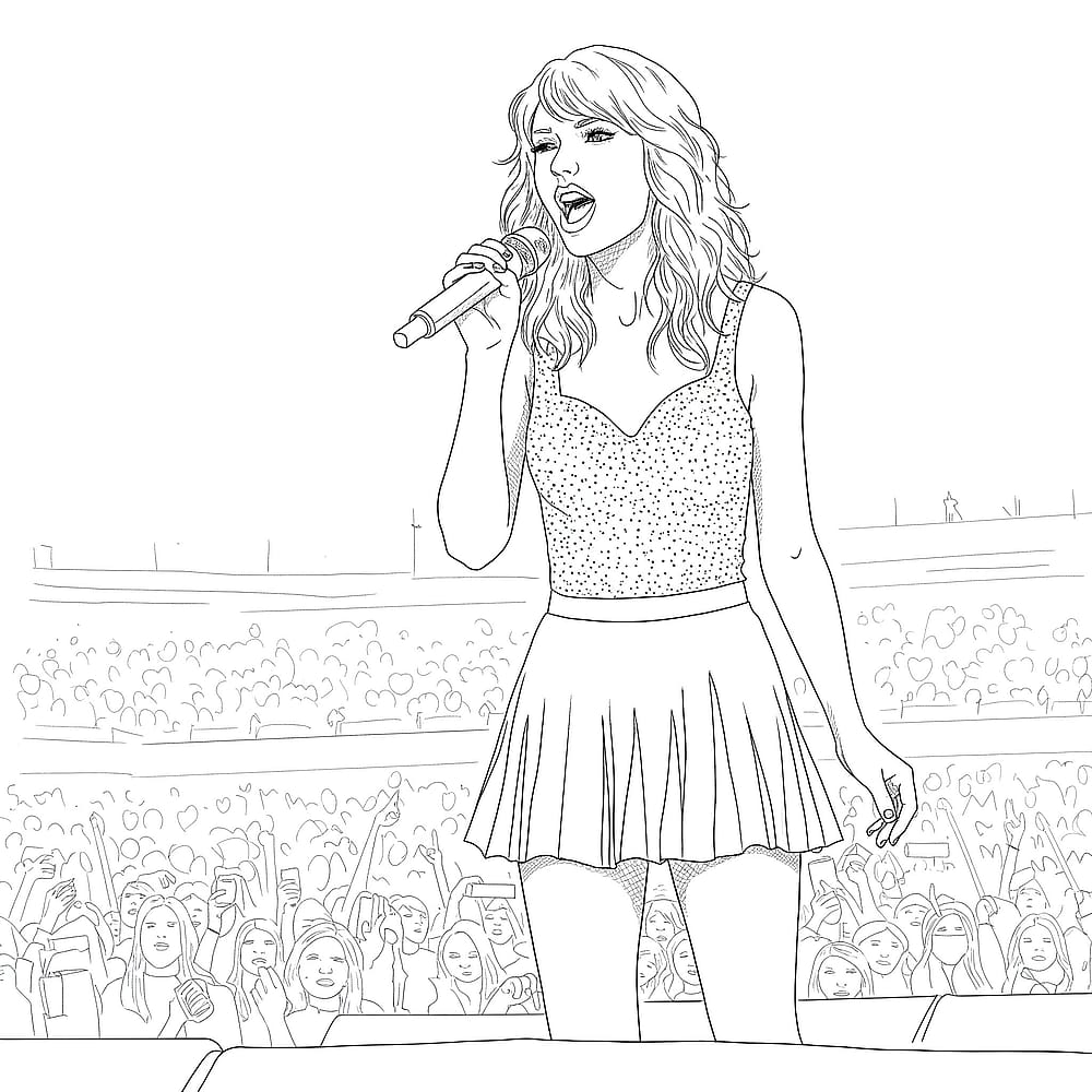 Taylor Swift Concert Performance Coloring Page coloring page
