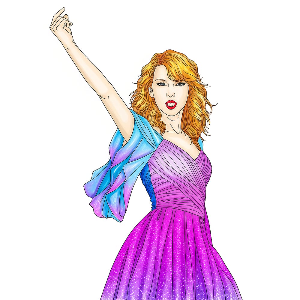 Taylor Swift 'Enchanted' Gown Coloring Page colored version