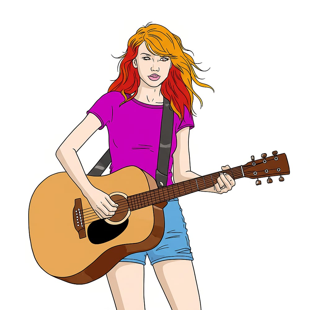 Taylor Swift Guitar Star Coloring Page colored version