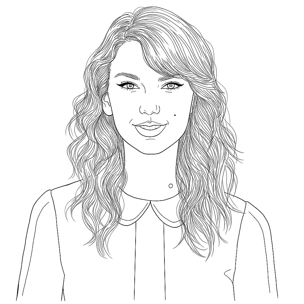 Iconic Taylor Swift Coloring Page coloring page