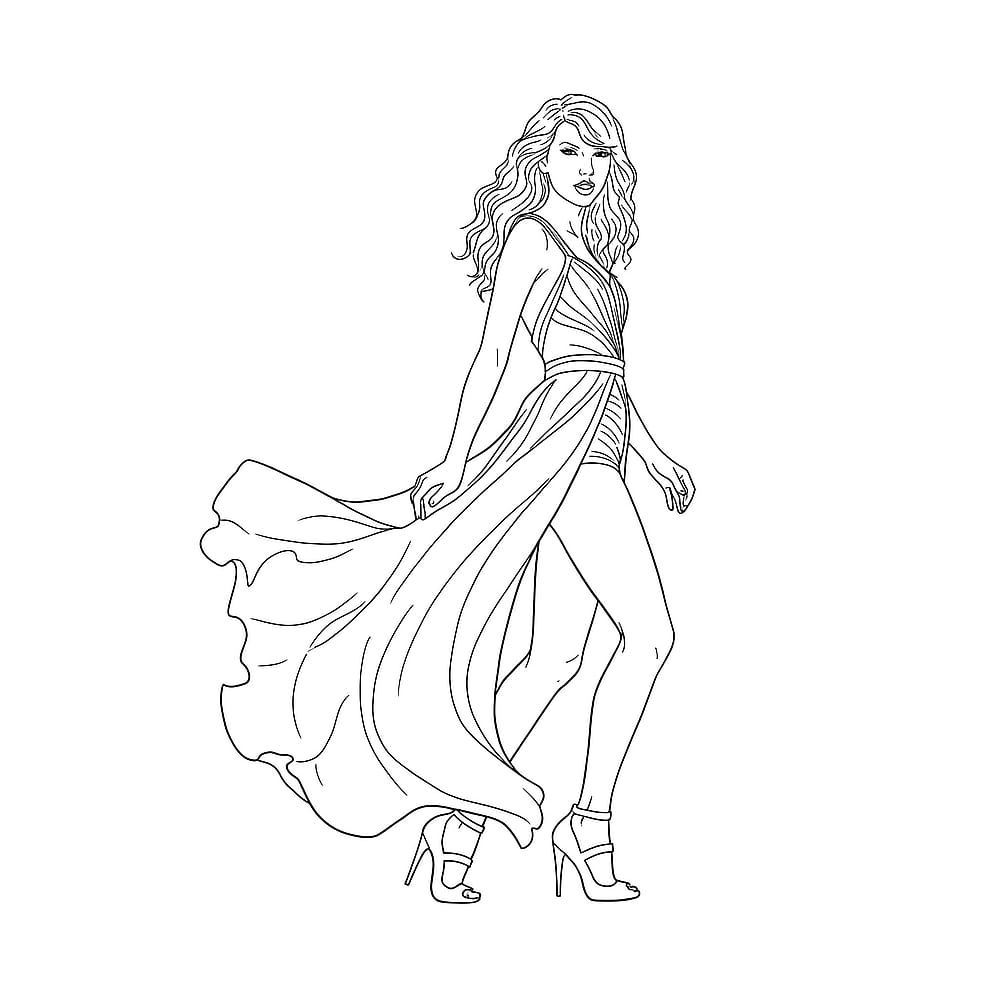 Taylor Swift Inspired Glamour Coloring Page coloring page